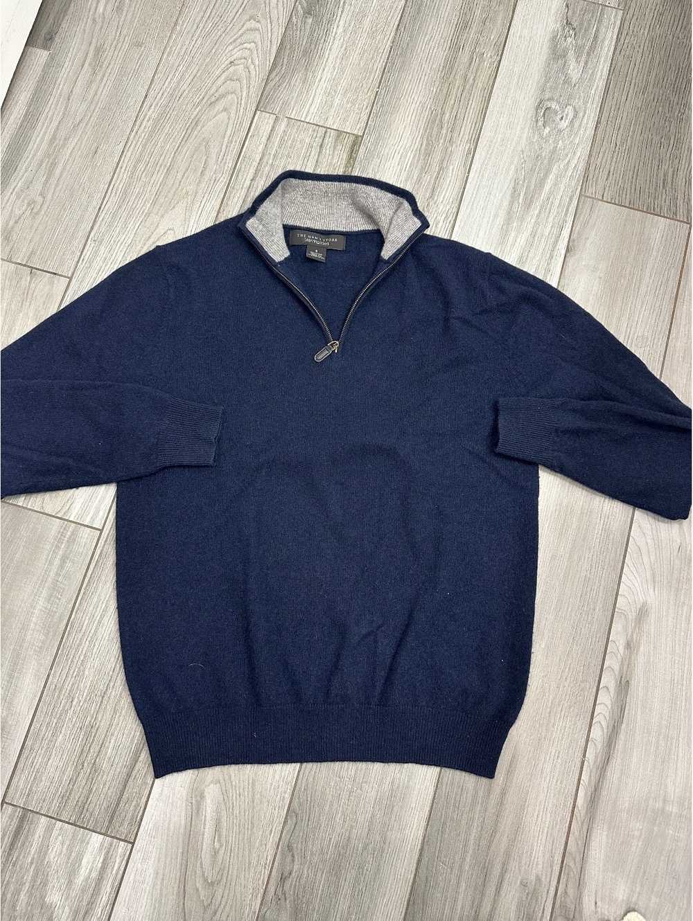 The Men's Store Navy Blue Cashmere Quarter Zip Sweater Size S